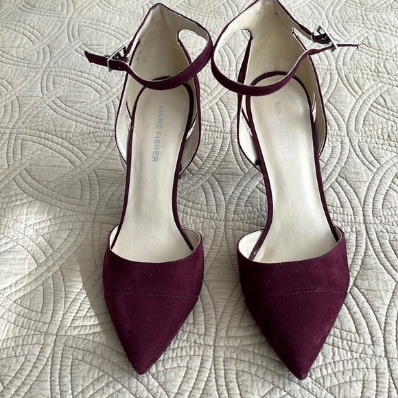 COPY - Marc Fisher burgundy shade heels with strap size 7 1/2 - Picture 1 of 6